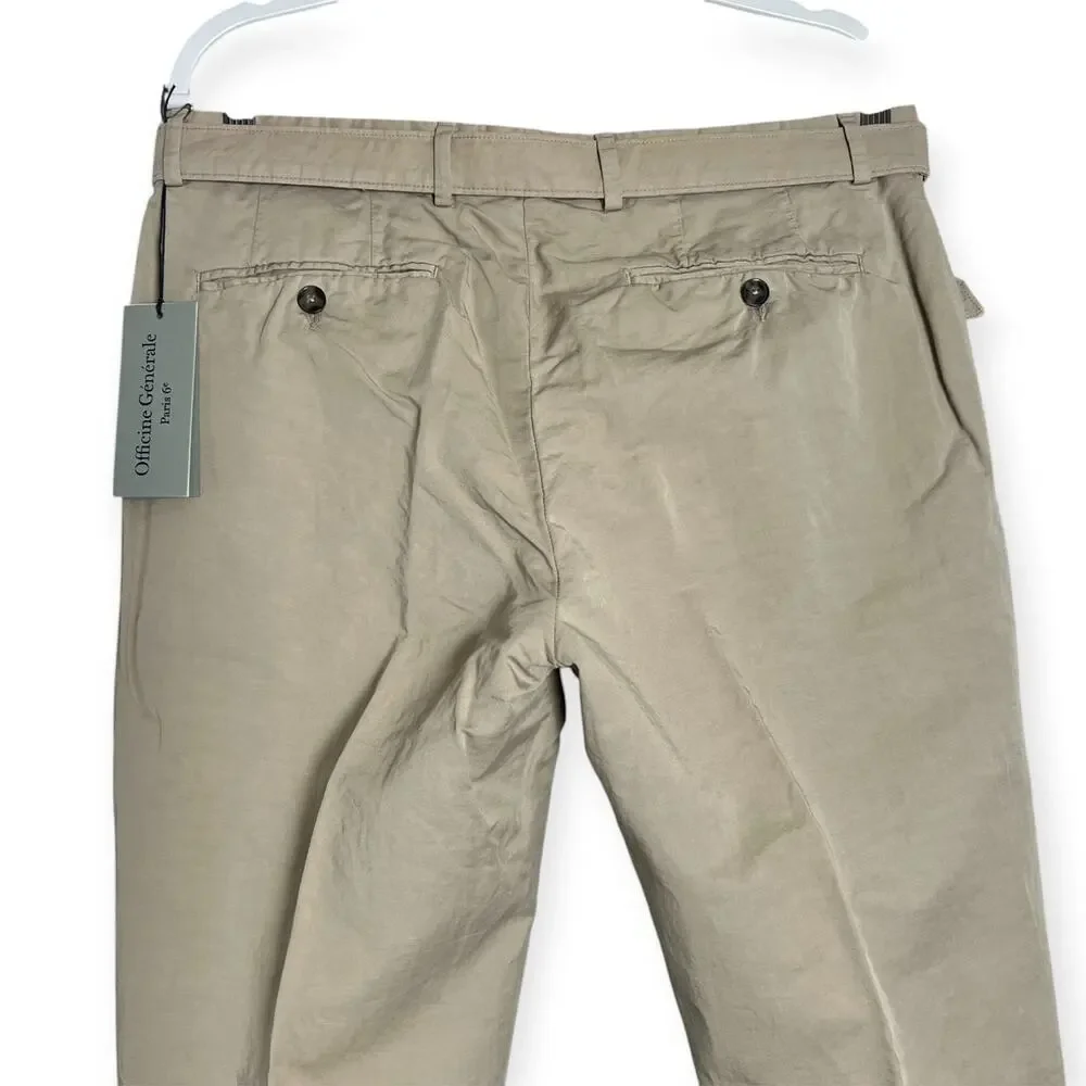 Officine Generale Paul Pant SIZE 50 US 34 Burnt Sand Cotton Linen Unhemmed